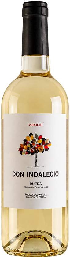 Botella de Don Indalecio Verdejo, vino blanco joven de la D.O. Rueda