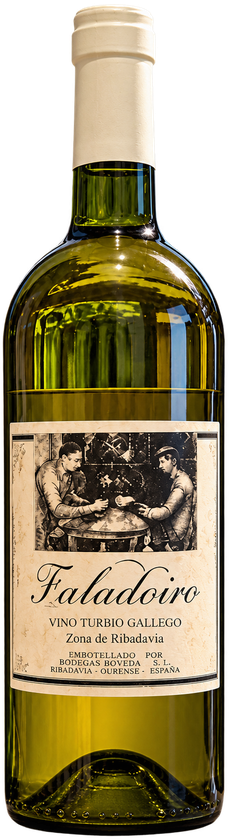 Botella de Faladoiro, vino turbio gallego de la zona de Ribadavia, de 75 cl