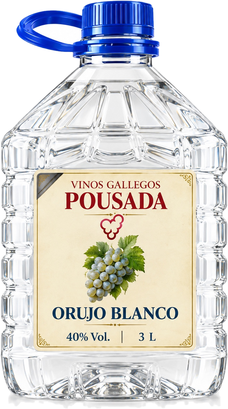 Garrafa de 3 litros de orujo blanco Vinos Gallegos Pousada