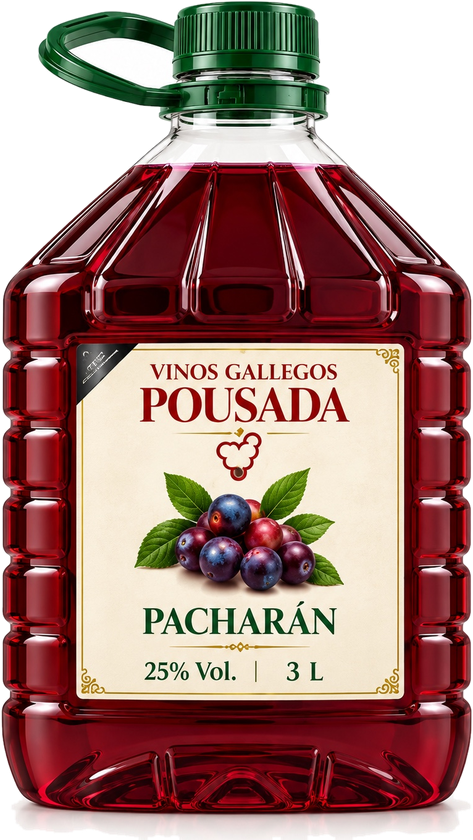 Garrafa de 3 litros de pacharán gallego Vinos Gallegos Pousada